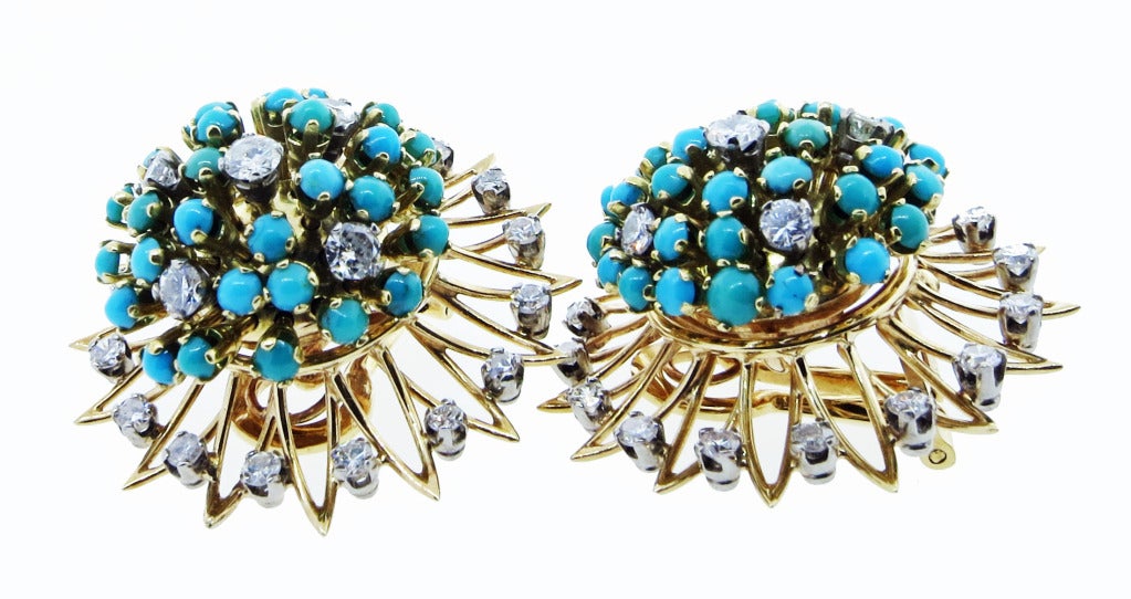 Women's Tremblant Turquoise  and Diamond Earrings
