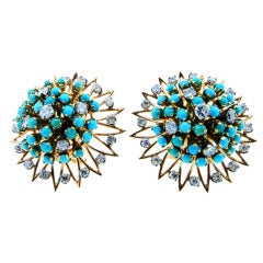 Tremblant Turquoise  and Diamond Earrings