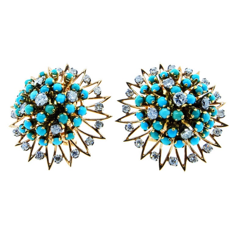 Tremblant Turquoise  and Diamond Earrings
