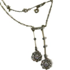 Rose cut diamond negligé necklace set in platinum