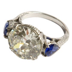 7.20ct European-cut diamond ring with pear-shaped sapphires 7.20ct European-cut diamond ring with pear-shaped sapphires