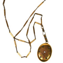 18K gold locket and necklace