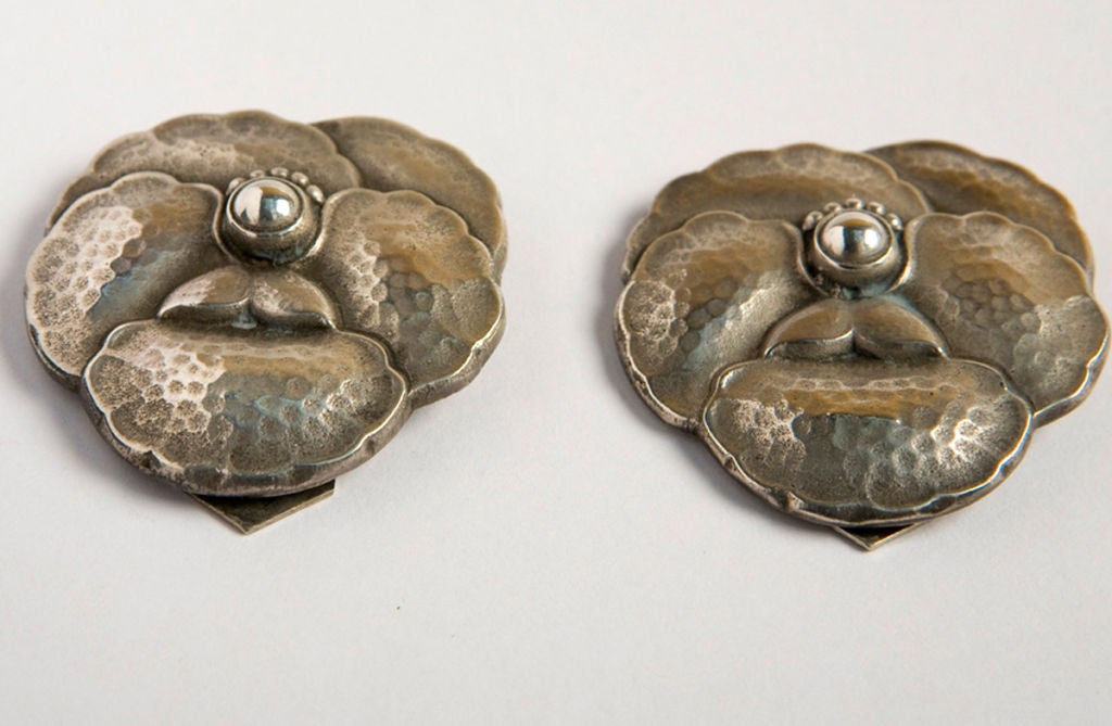 Pair of  hammered sterling silver dress clips