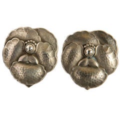 Pair of  hammered sterling silver dress clips