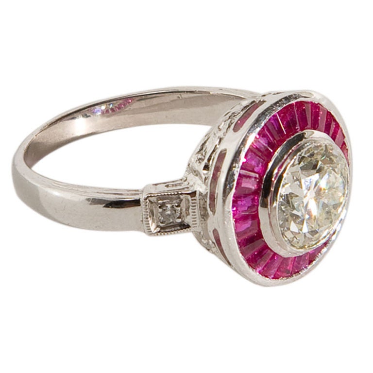 diamond and ruby target  ring  at 1stdibs