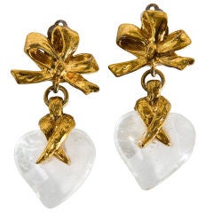 YSL heart earrings with rock crystal designed by Gossens