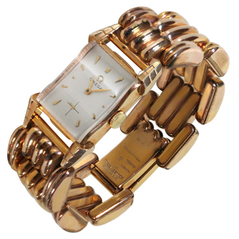 An Omega rolled gold custom made ladies bracelet watch