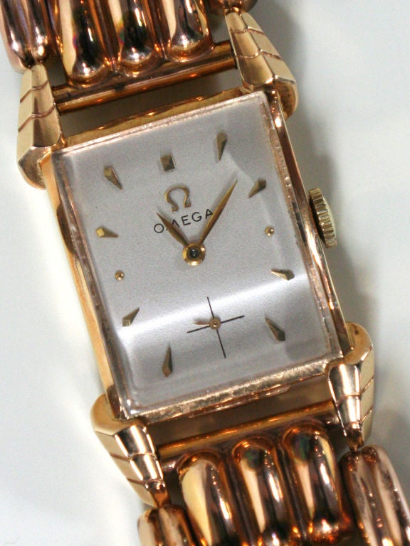 An Omega rolled gold custom made ladies bracelet watch 4