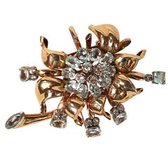 Amazing Aquamarine and diamond brooch/pendant and earrings