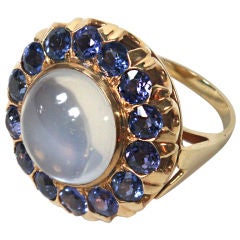 Moonstone and sapphire cocktail ring