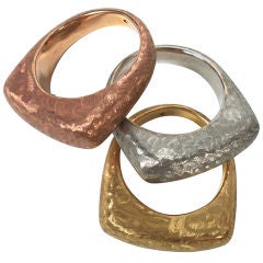 Three hand hammered gold rings Three hand hammered gold rings