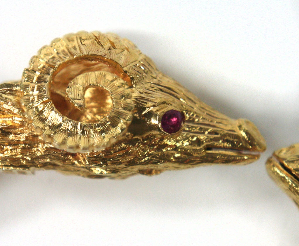 Lalounis vintage etruscan gold rams head bracelet 1