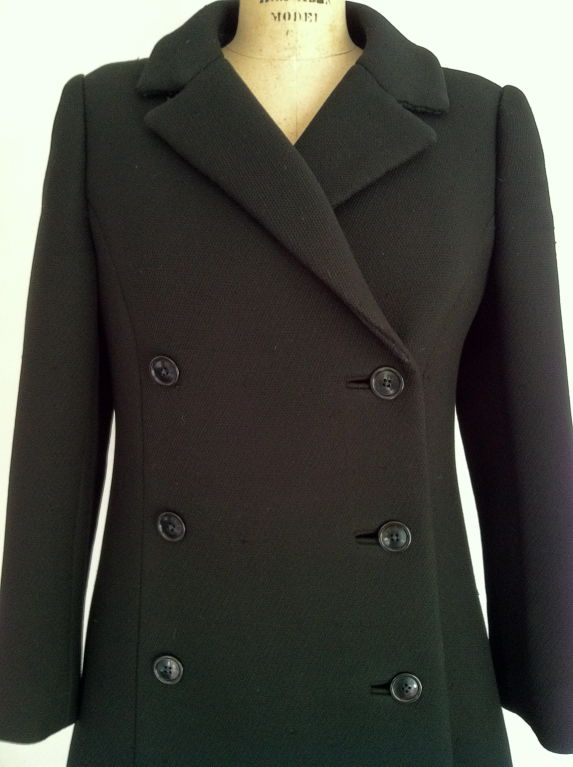 Black Givenchy Haute Couture Coat, 1960s For Sale