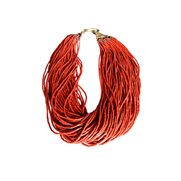 80 Strand Coral Necklace For Sale