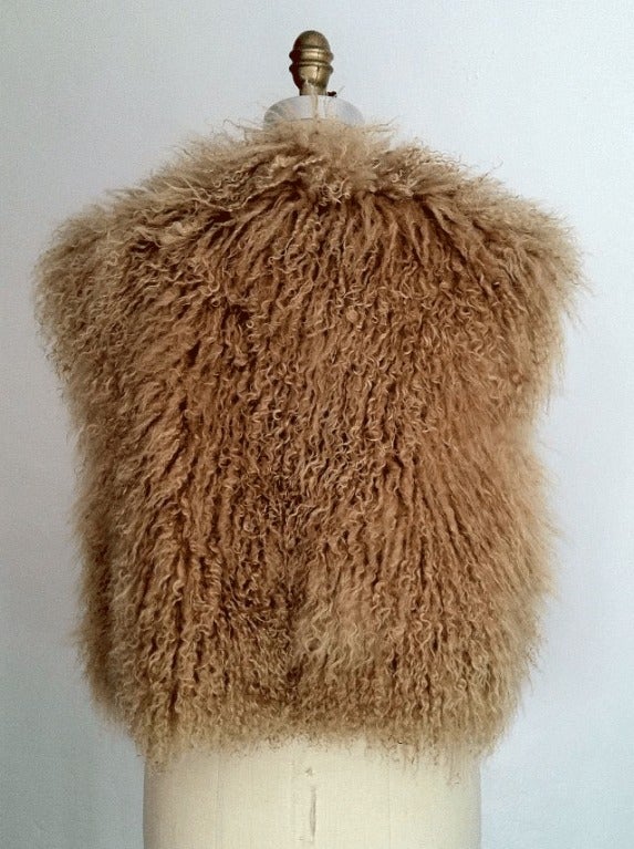 Mongolian Curly Lamb Fur Vest 1980s 1