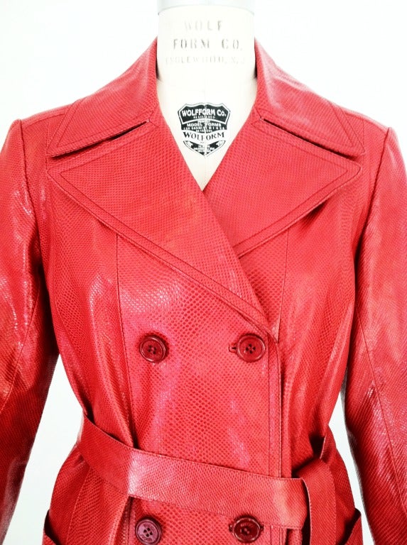 GUCCI Snakeskin Belted Trench 1970s 2