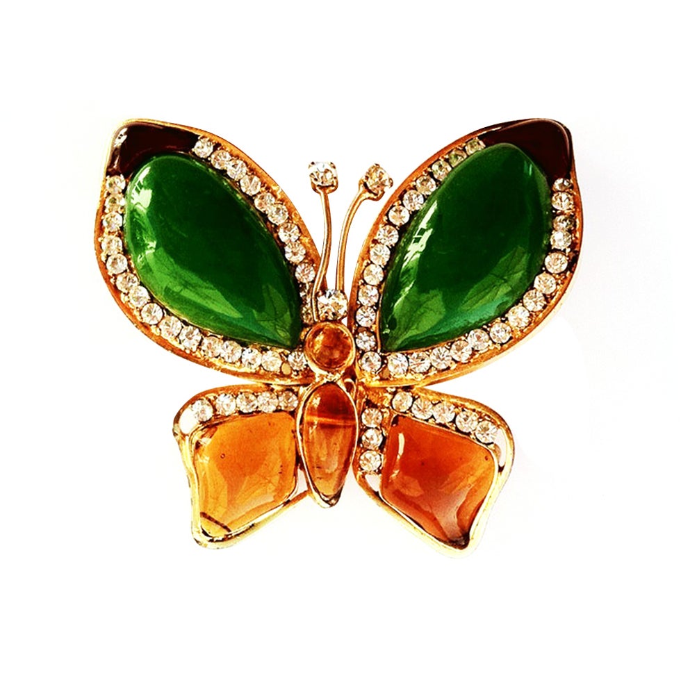 Chanel Poured Glass Butterfly Brooch 1980s