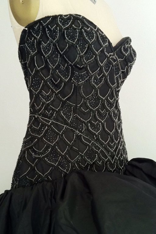 Women's Incredible Sculpted Loris Azzaro Couture Beaded Gown 1989