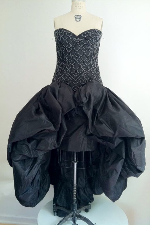 Incredible Sculpted Loris Azzaro Couture Beaded Gown 1989 3