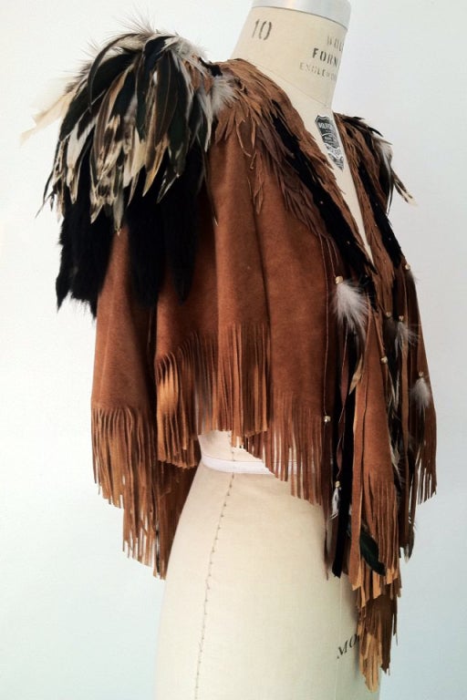 Women's Artisan Leather and Fur Cape 1970s