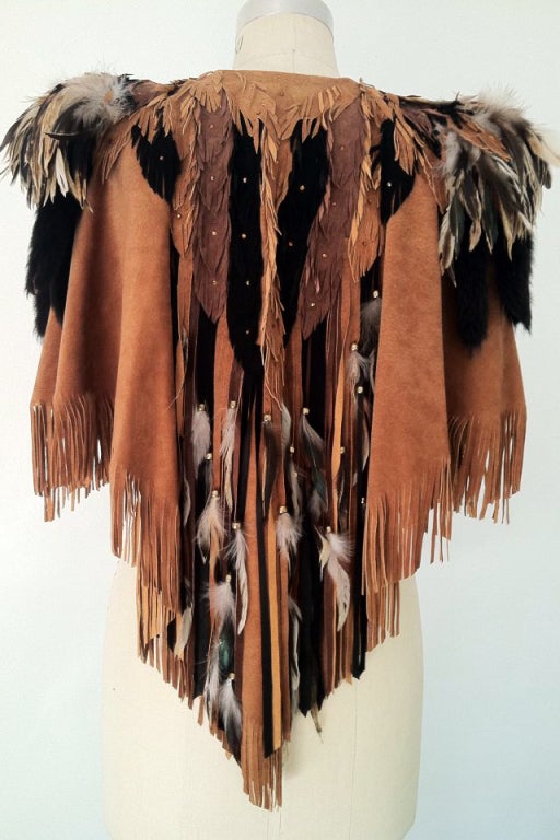 Artisan Leather and Fur Cape 1970s 2