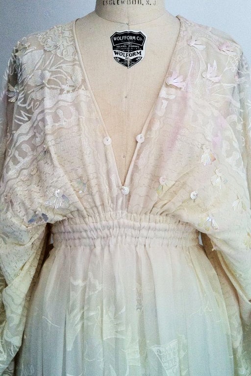 Zandra Rhodes Lilies Ethereal Gown 1970s In New Condition In Phoenix, AZ