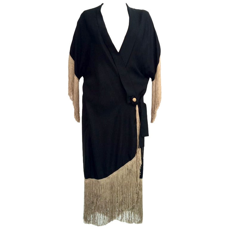 1920s Silk Fringe Dressing Gown or Evening Coat