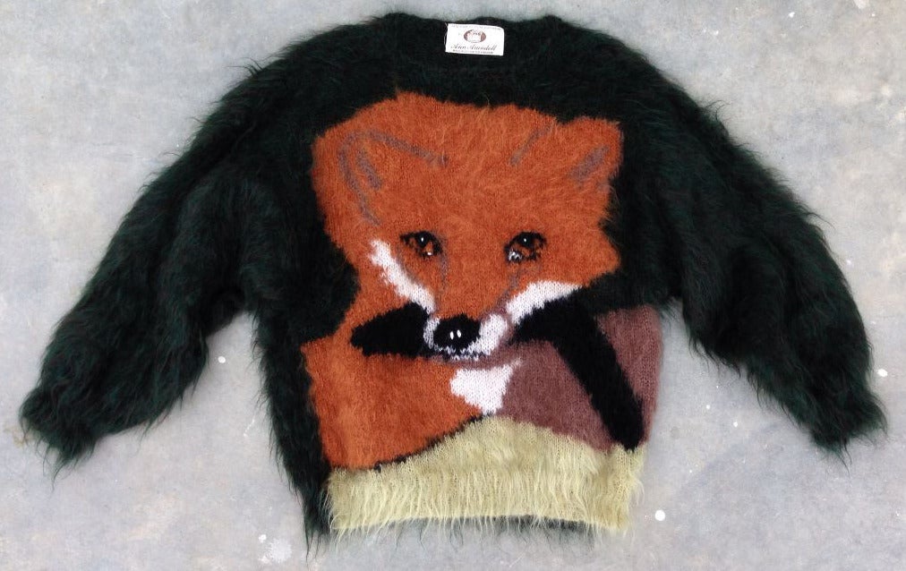 A fine vintage Ann Arendell 'fox' handwoven sweater. Charming pullover mohair knit item.