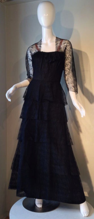Adrian Lace Gown 1940s In Excellent Condition In Phoenix, AZ