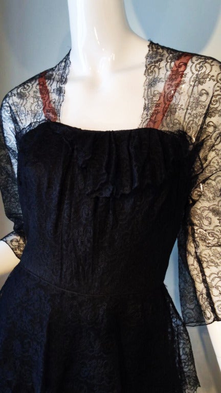 Women's Adrian Lace Gown 1940s