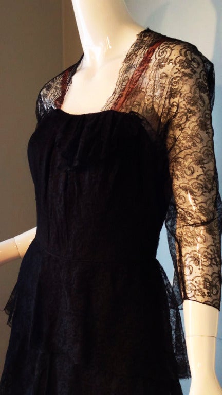 Adrian Lace Gown 1940s 1
