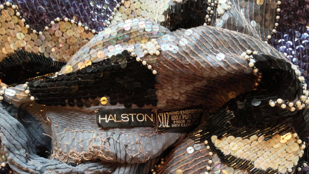 Halston Camouflage Sequin Cocktail Dress 1970s For Sale 2