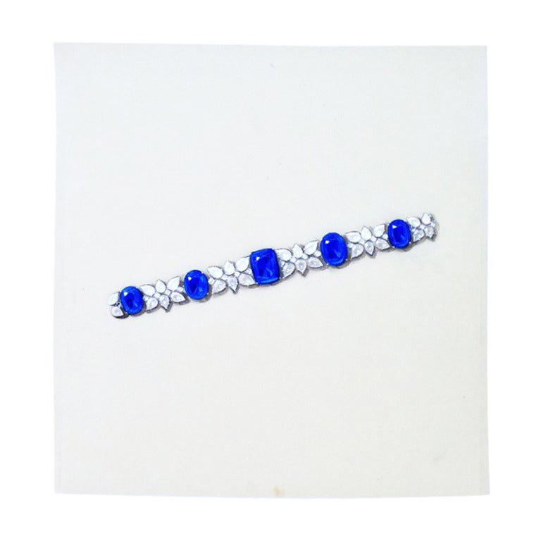 Sapphire Diamond Bracelet Rendering ca.1950