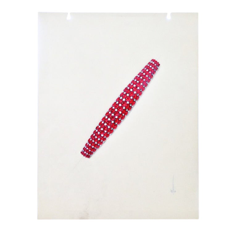 Ruby Diamond Bracelet Rendering ca.1950