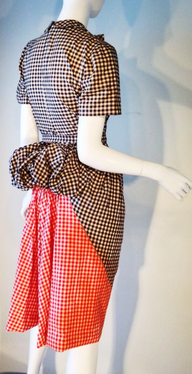 Adrian 'Wizard Of Oz' Gingham Bustle Dress 1944 In Excellent Condition In Phoenix, AZ