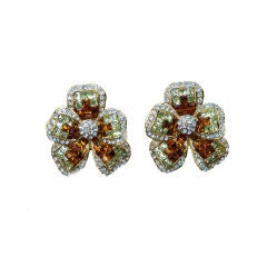 1980s JARIN 
Floral
 Paste Ear Clips