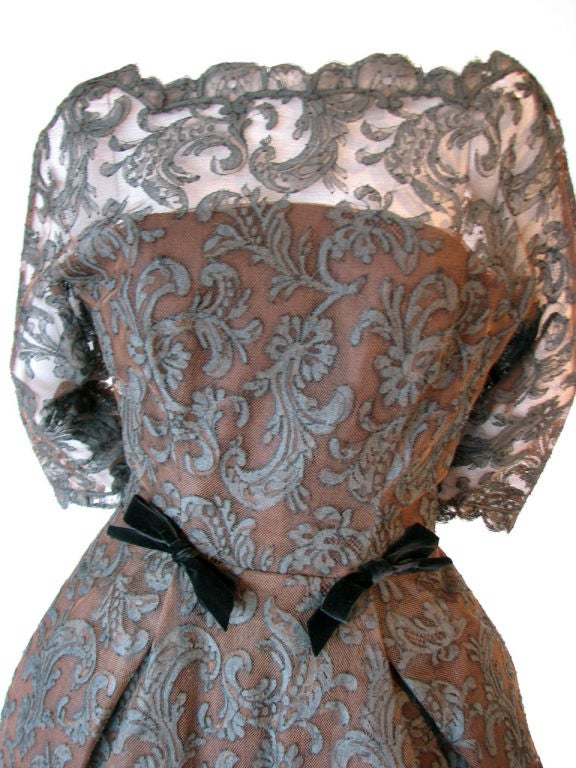 1950s FERDINANDO SARMI Chantilly Lace Cocktail Dress