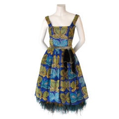 1990s ANNA SUI Feather Trimmed Cocktail Dress