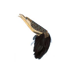 ISABEL CANOVAS Gripoix Feathered 'Bird' Brooch, 1980s