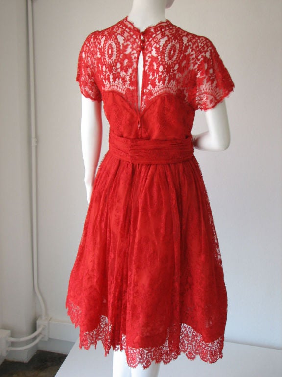 PAULINE TRIGERE Lace Cocktail Dress, 1950s