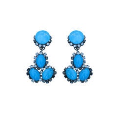 
Turquoise
 Drop Ear Clips, 1960s
