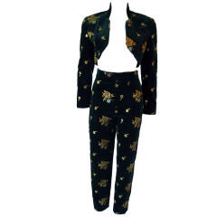 Vintage RIFAT OZBEK Embroidered Sequin Suit, 1980s