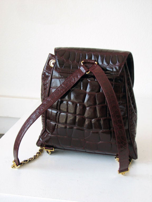 CHANEL Porosus Crocodile Backpack, Runway 1989