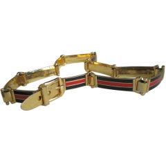 Vintage Gucci Red and Black Enamel Goldplated Belt