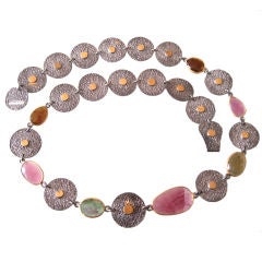 Turkish Sterling and Gold Vermeil Necklace with Tourmalines