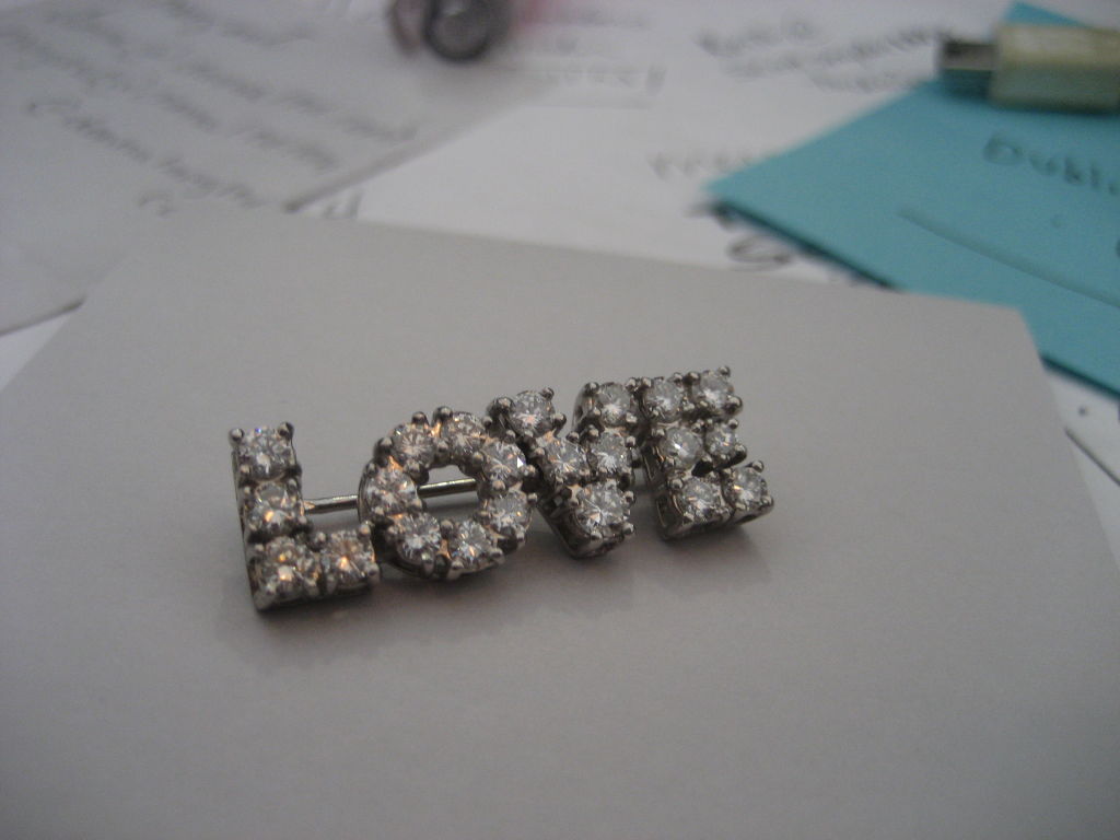 Vintage Tiffany Diamond LOVE Pin by Donald Claflin 3