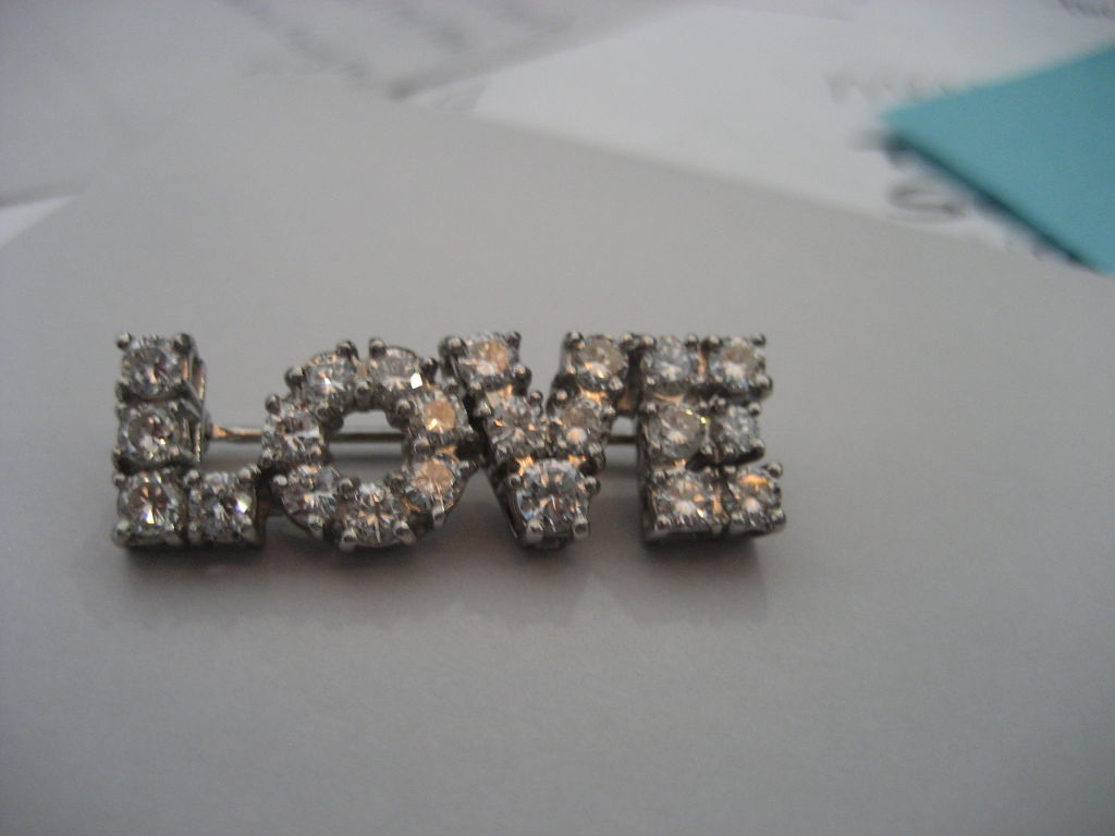 Vintage Tiffany Diamond LOVE Pin by Donald Claflin 4