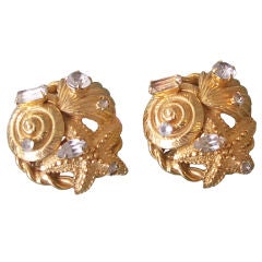 Pair of Vintage Seashell Clip Earrings