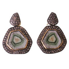 Watermelon Tourmaline and Diamond Earrings Watermelon Tourmaline and Diamond Earrings