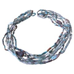 Long Natural Turquoise Necklace with Cabochons